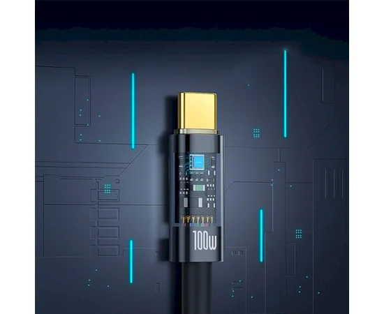 Дата кабель Baseus Explorer with Auto Shutdown Type-C to Type-C 100W (1m) (P103197031) Cluster Black