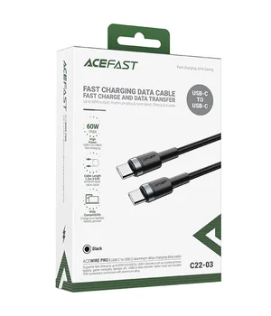 Дата кабель Acefast C22-03 Type-C to Type-C 60W (1.2m) Black