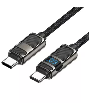 Дата кабель Hoco U137 Line with display Type-C to Type-C 60W (1.2m) Black