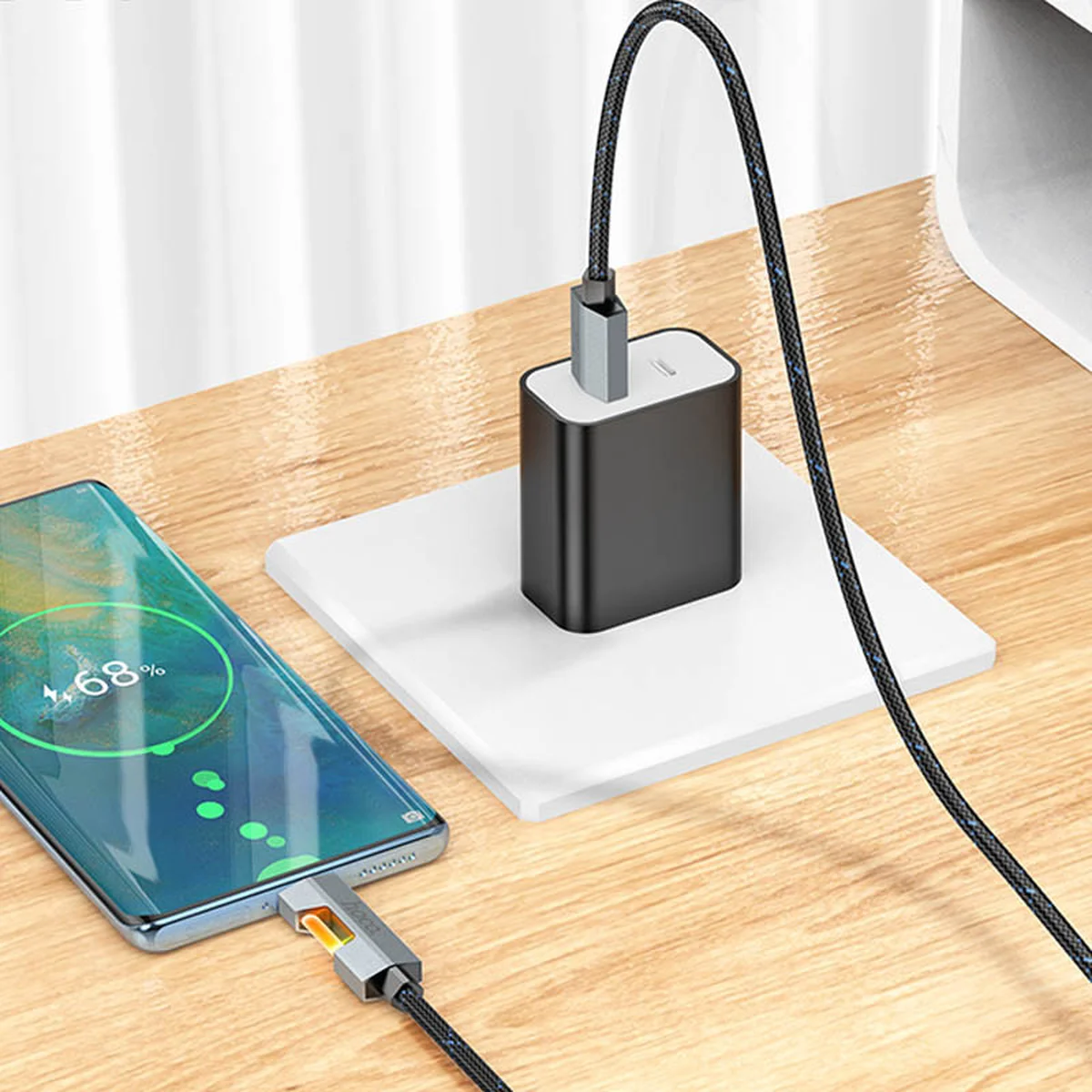 Дата кабель Hoco U123 Regent colorful 3A USB to Type-C (1.2m) Black