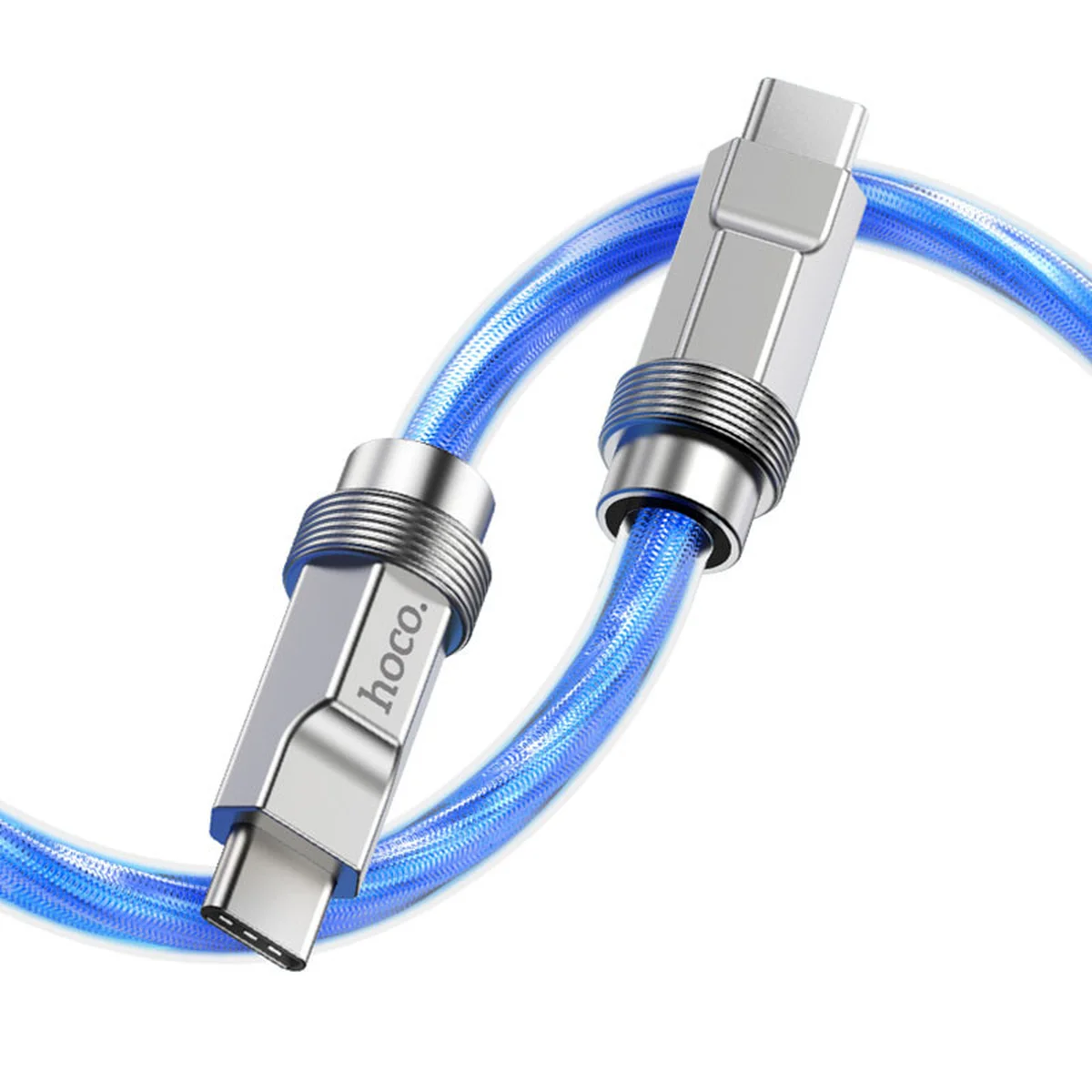 Дата кабель Hoco U113 Solid 100W Type-C to Type-C (1m) Blue