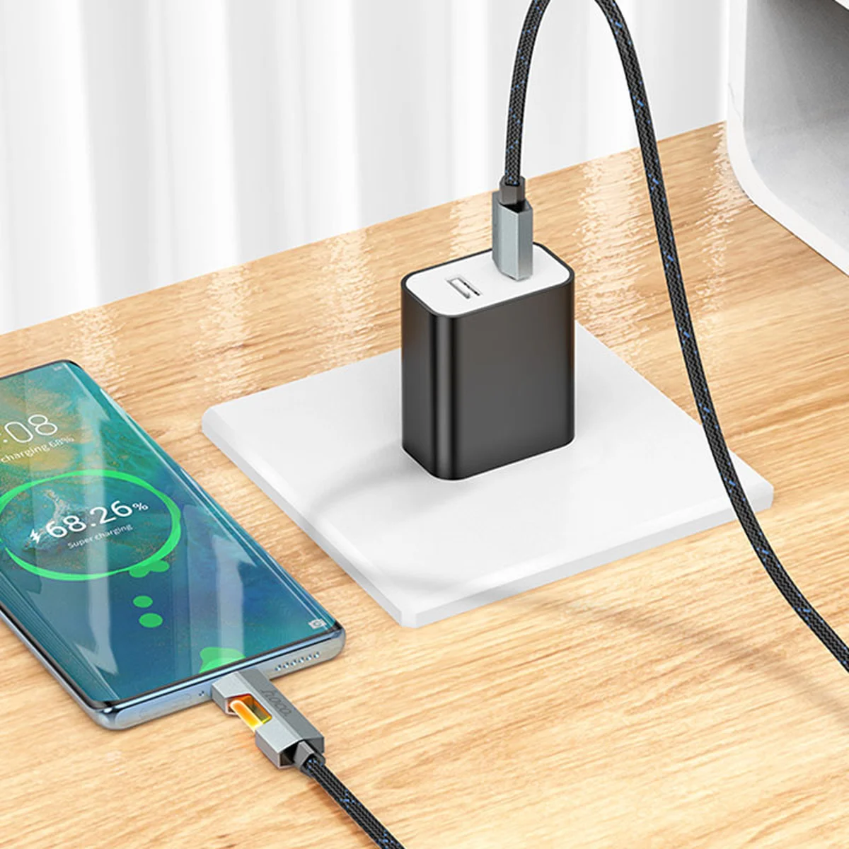 Дата кабель Hoco U123 Regent colorful 60W Type-C to Type-C (1.2m) Black