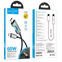 Дата кабель Hoco U123 Regent colorful 60W Type-C to Type-C (1.2m) Black