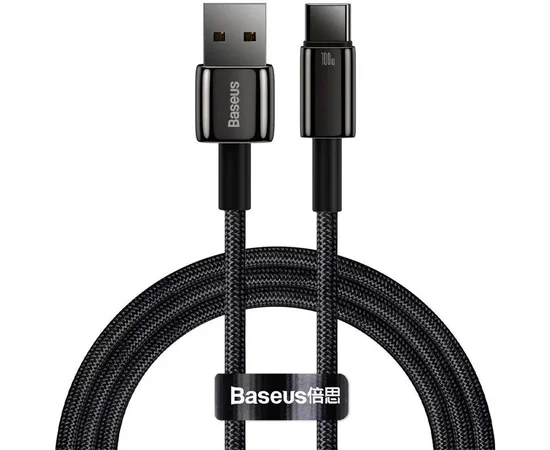 Дата кабель Baseus Tungsten Gold USB to Type-C Cable 100W (1m) (CAWJ00000) Black