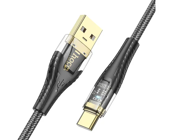 Дата кабель Hoco U121 Gold standart Transparent Discovery Edition USB to Type-C (1.2m) Black