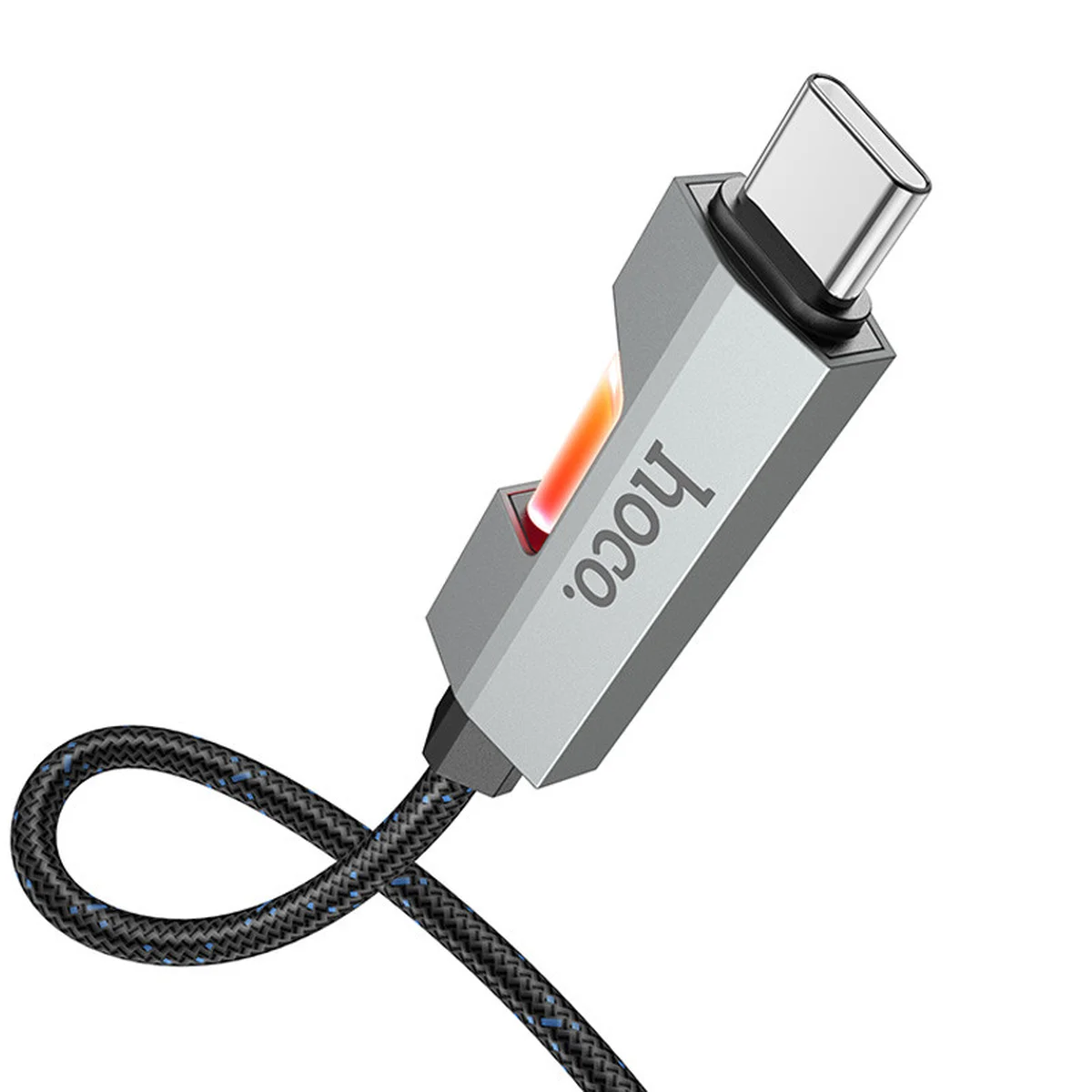 Дата кабель Hoco U123 Regent colorful 3A USB to Type-C (1.2m) Black