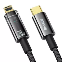 Дата кабель Baseus Explorer Auto Power-Off Fast Charging Type-C to Lightning 20W (1m) (CATS000001) Black