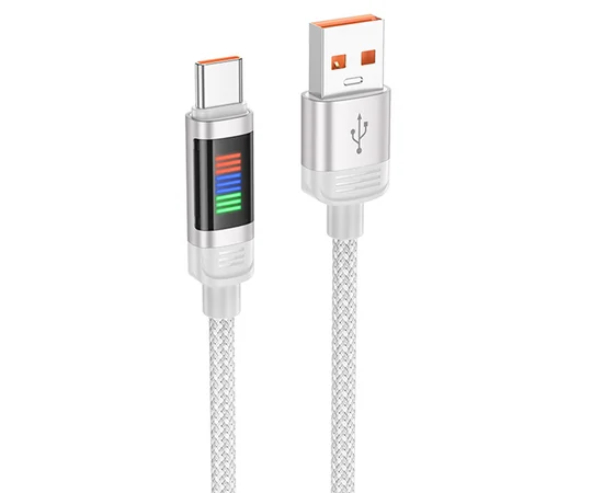 Дата кабель Hoco U126 Lantern 5A USB to Type-C (1.2m) Gray