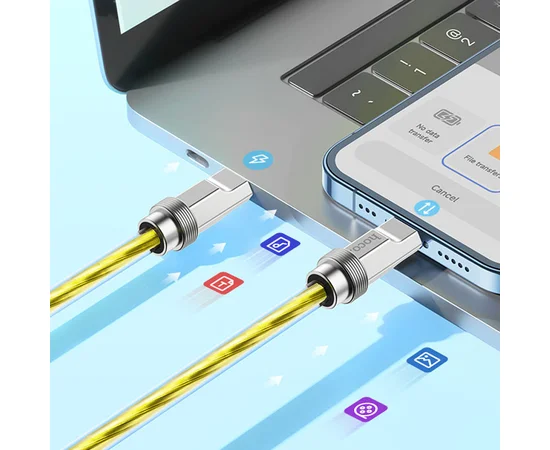 Дата кабель Hoco U113 Solid 20W Type-C to Lightning (1m) Gold