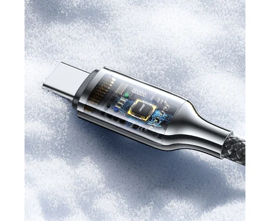 Дата кабель Usams US-SJ750 With Colorful Light TC Ser. Type-C to Type-C 100W (1.2m) Tarnish