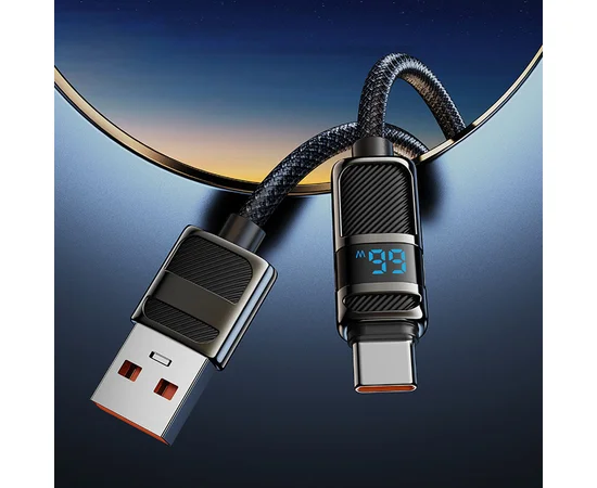 Дата кабель Hoco U137 Line with display USB to Type-C 5A/66W (1.2m) Black