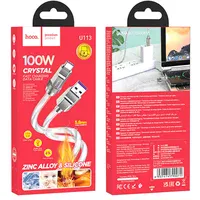 Дата кабель Hoco U113 Solid 100W USB для Type-C (1m) Silver