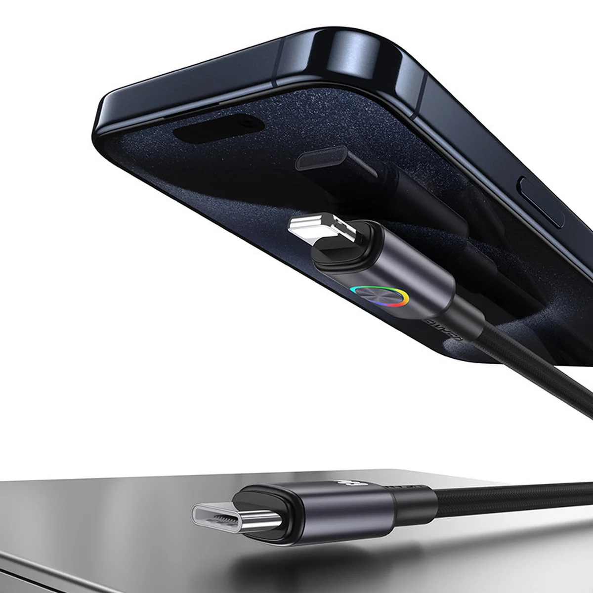 Дата кабель Usams US-SJ753 With Colorful Light Huan Ser. Type-C to Lightning 30W (1.2m) Tarnish