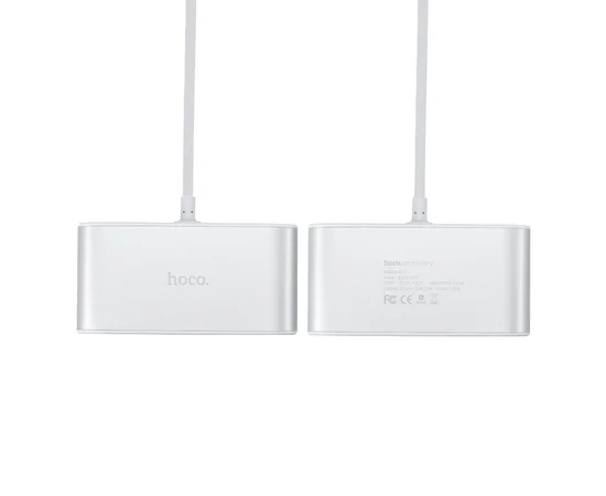 АЗУ с разветвителем прикуривателя Hoco  Z13 (3 порта+2USB/2.1A+LCD) Стальной
