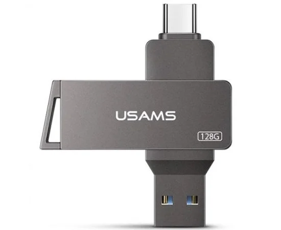 Флеш накопитель USAMS US-ZB201 Type-C+ USB3.0 Rotatable High Speed Flash Drive 128 Gb Iron-grey