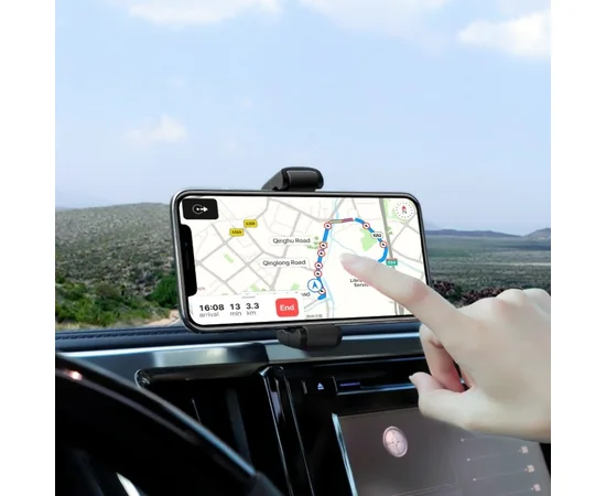 Автодержатель Hoco S12 с беспроводным зарядным устройством Черно - стальной