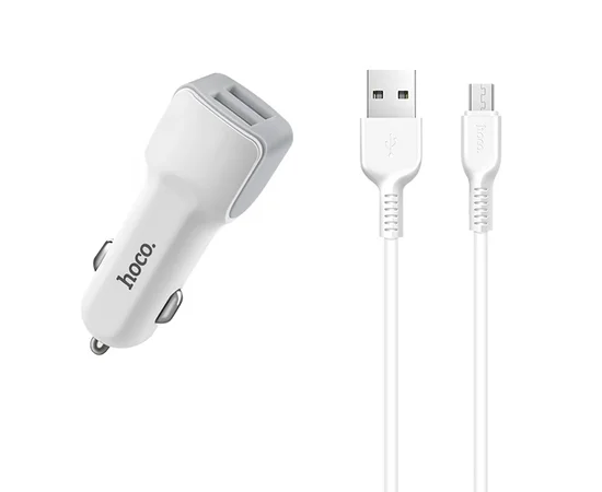 АЗУ Hoco Z23 Grand Style + Cable (Micro) 2.4A 2USB Белый