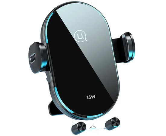 Автодержатель с БЗУ Usams US-CD132 Automatic Coil Induction 15W (Air Vent) Черный