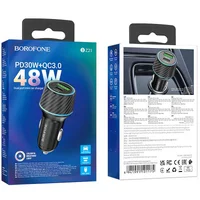 АЗУ Borofone BZ21 Brilliant 48W PD30W+QC3.0 (1Type-C/1USB) Black