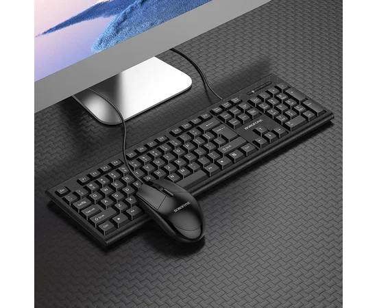 Набор клавиатура (кир.) + мышь Borofone BG6 Черный