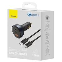 АЗУ Baseus Qualcomm® QC5 Multi-Port 2xType-C+USB 160W (з cable Type-C to Type-C 100W (20V/5A) 1m) Сірий