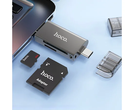 Картридер Hoco HB39 USB/Type-C 3.0 high-speed card reader Metal gray