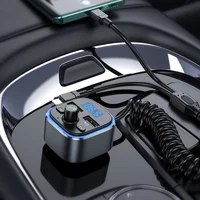 АЗУ FM модулятор Hoco E74 Energy QC3.0 2in1 with cable Metal gray