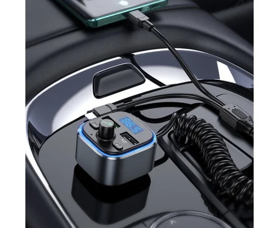 АЗУ FM модулятор Hoco E74 Energy QC3.0 2in1 with cable