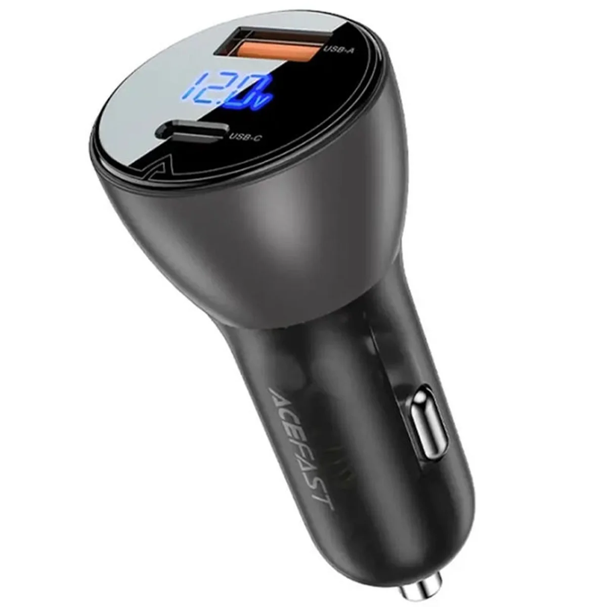 АЗУ Acefast B6 metal car charger 63W (USB-A + USB-C) with digital display Transparent black