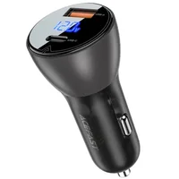 АЗУ Acefast B6 metal car charger 63W (USB-A + USB-C) with digital display Transparent black