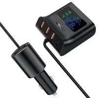 АЗУ Acefast B8 digital display car HUB charger Black
