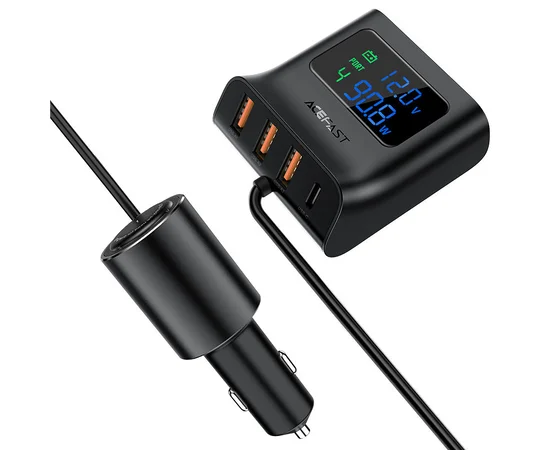 АЗУ Acefast B8 digital display car HUB charger Black