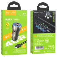 АЗУ Hoco Z48 Tough 40W (2Type-C) + Type-C to Lightning Metal gray