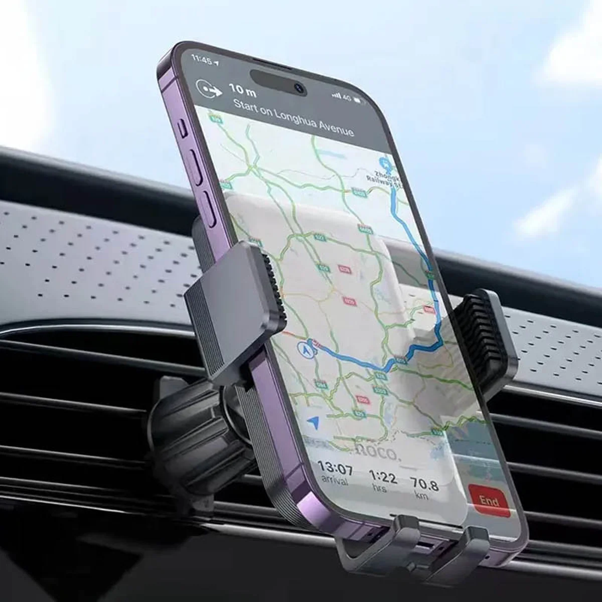 Автодержатель Hoco H26 Rock push-type (air outlet) Black / Gray