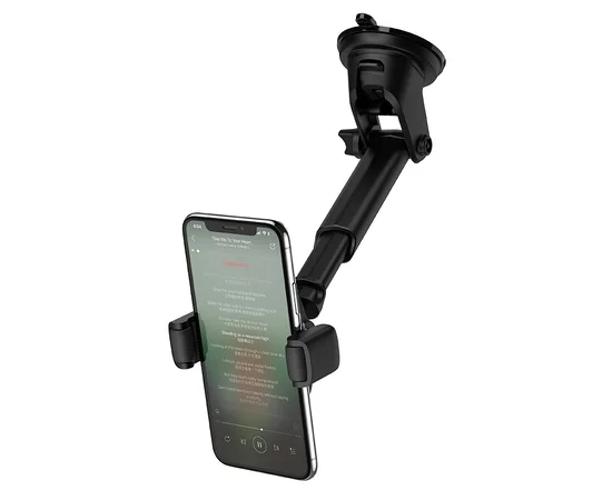 Автодержатель Hoco S12 с беспроводным зарядным устройством Черно - стальной