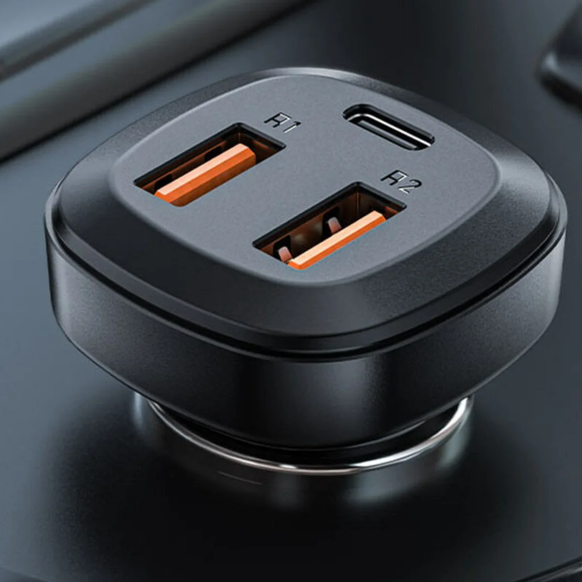 АЗУ Acefast B9 66W (2USB-A+USB-C) три port metal car charger Black
