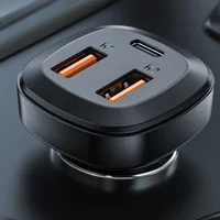 АЗУ Acefast B9 66W (2USB-A+USB-C) три port metal car charger Black