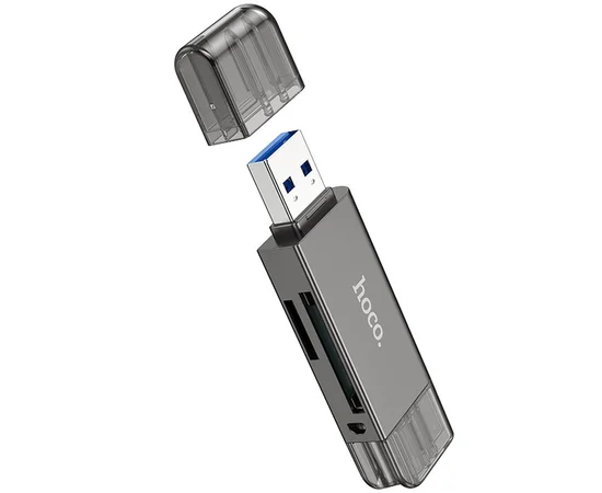 Картридер Hoco HB39 USB/Type-C 3.0 high-speed card reader Metal gray