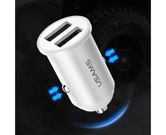 АЗУ Usams US-CC055 C8 3.1A Dual USB Белый