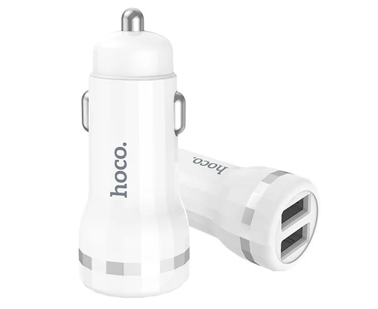 АЗУ Hoco Z27 Staunch (2USB 2.4A) (+кабель Lighthing) Белый