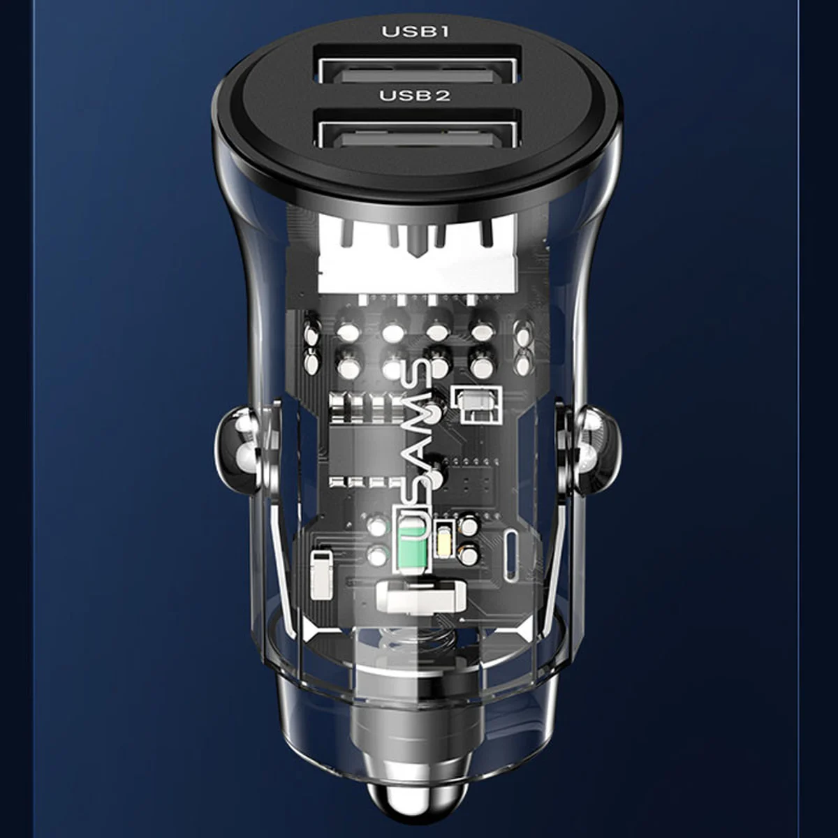 АЗУ Usams US-CC162 C31 2 Ports A+A Transparent black