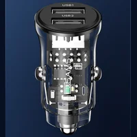АЗУ Usams US-CC162 C31 2 Ports A+A Transparent black