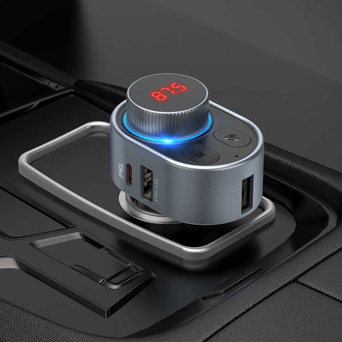 АЗУ FM модулятор HOCO E72 PD30W Сірий