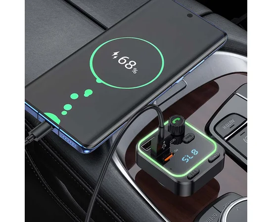 АЗУ FM модулятор Borofone BC53 Highway PD20W+QC3.0 Black