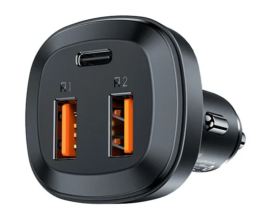 АЗУ Acefast B9 66W (2USB-A+USB-C) three port metal car charger Black