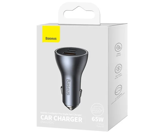 АЗУ Baseus Golden Contactor Pro Triple USB+Type-C+Type-C 65W (CGJP010013) Dark Gray