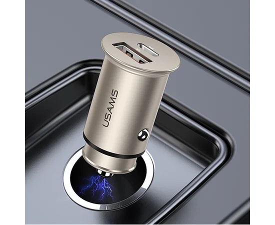 АЗУ USAMS US-CC097 C15 QC4.0+PD3.0 Fast Charging Car Charger Серебряный