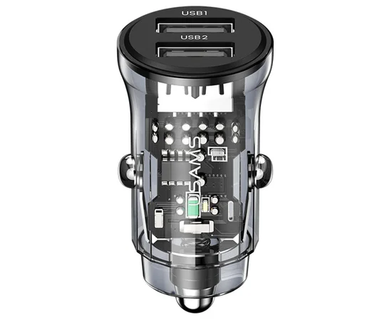 АЗУ Usams US-CC162 C31 2 Ports A+A Transparent black