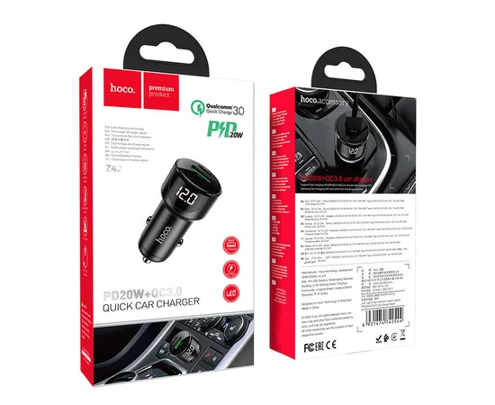 АЗУ Hoco Z42 PD 20W + QC3.0 (1USB/3A) Черный