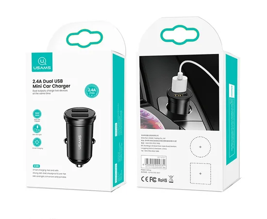 АЗУ USAMS US-CC114 C20  Dual USB Mini Черный